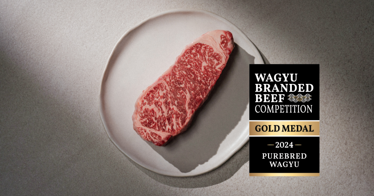 plate of raw kiwami by Stockyard steak with medal from the Australian Wagyu Association